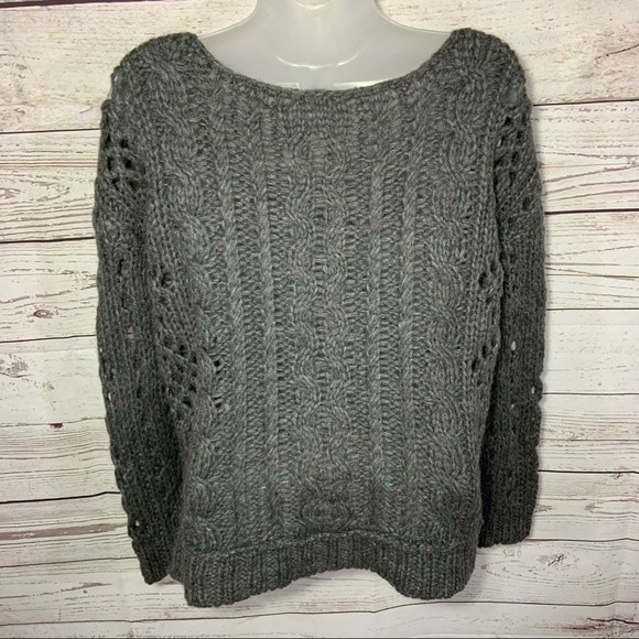 Free People Gray Chucky Knit Cropped Sweater Sz XS - Picture 3 of 6